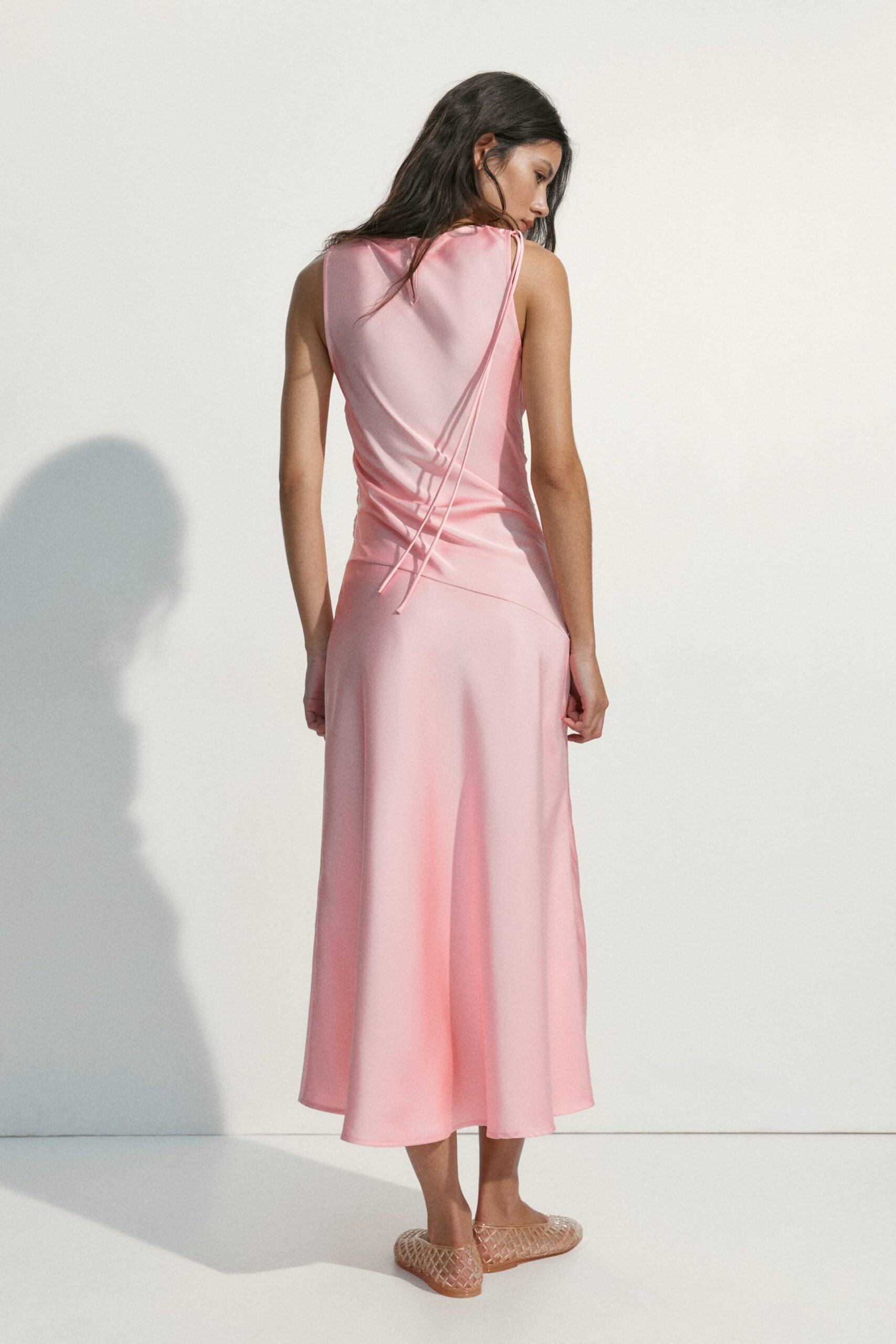 Drawstring-detail satin dress - Image 3