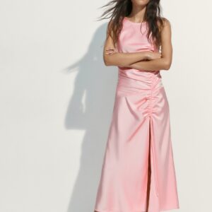 Drawstring-detail satin dress